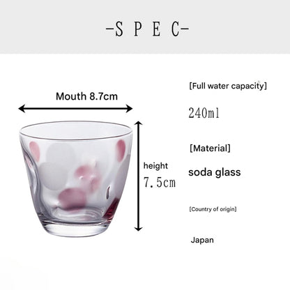 ADERIA Dot Pattern Glass Set - 240ml Free Cup (Blue & Pink) - Made in Japan [3-Piece Set]