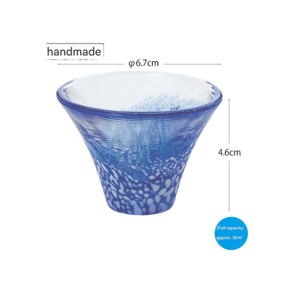 Toyosasaki Glass Cool Sake Glass Blue 35ml Shofukumai Mount Fuji Made in Japan WA516 Blue