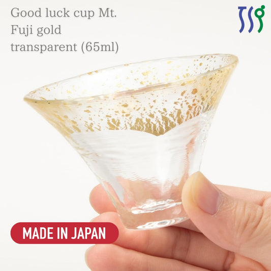 【Made in Japan】toyo sasaki glass Lucky Cup Mount Fuji Gold Transparent (Capacity: 65ml)