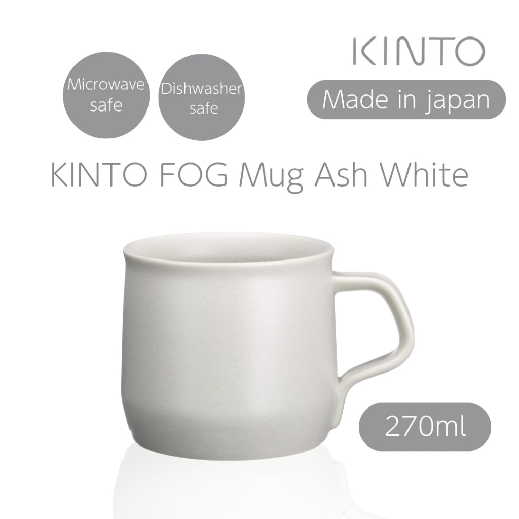 KINTO FOG Mug 270ml Ash White, Microwave and Dishwasher Safe, 26350
