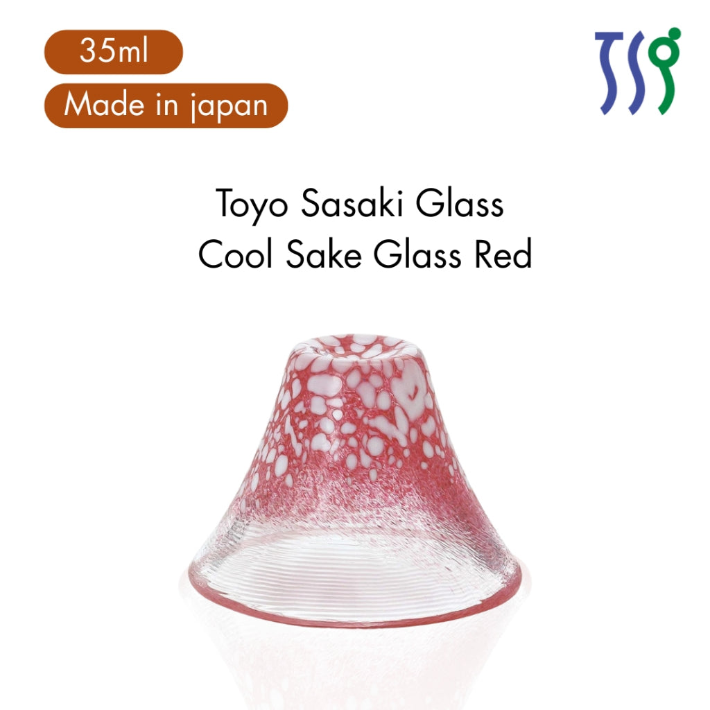 Toyo Sasaki Glass Cool Sake Glass Red 35ml Shofuku Cup Mount Fuji Made in Japan WA517 Red