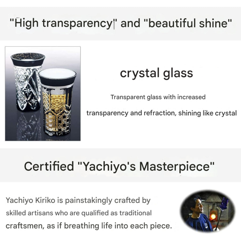 [Made in Japan]
Toyo-Sasaki Glass - Yachiyo Kiriko Black Sake Cup (Bamboo Fence Pattern)