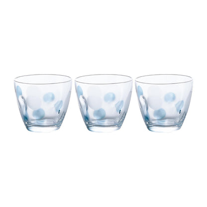 ADERIA Dot Pattern Glass Set - 240ml Free Cup (Blue & Pink) - Made in Japan [3-Piece Set]