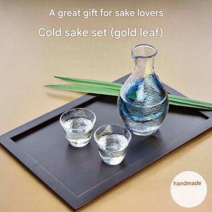 【made in japan】
EASTERN SASAKI GLASS Sake Glass Set with Gold Leaf, Made in Japan, Includes One 300ml Carafe and Three 80ml Glasses, G640-M60.