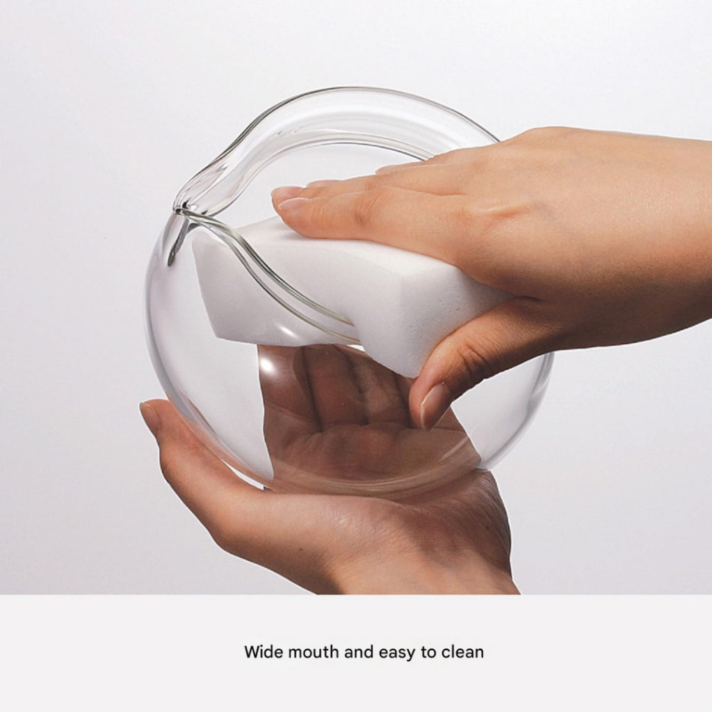 HARIO Chacha Kyusu Maru Teapot, Practical Capacity 300ml, Heat-Resistant Glass, CHJMN-30T