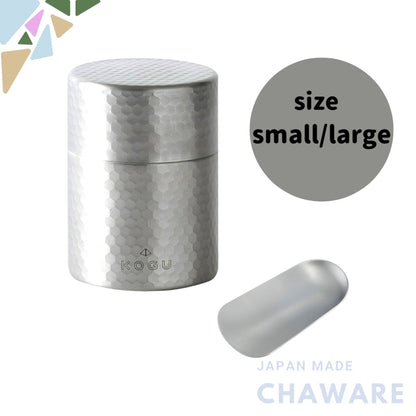 KOGU Tea Storage Set: Stainless Steel Tea Canister with Inner Lid & Compact Tea Spoon - Made in Japan
