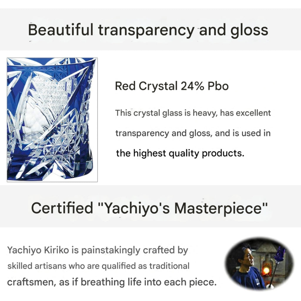 Toyo Sasaki Glass Yachiyo Kiriko Tumbler Kikkō Pattern 280ml Made in Japan Wooden Box Included Rocks Glass Shochu Glass Whiskey Glass Cup Gift Present Gifts for Respect for the Aged Day Father's Day Mother's Day Birthday LS19590SCG-C681