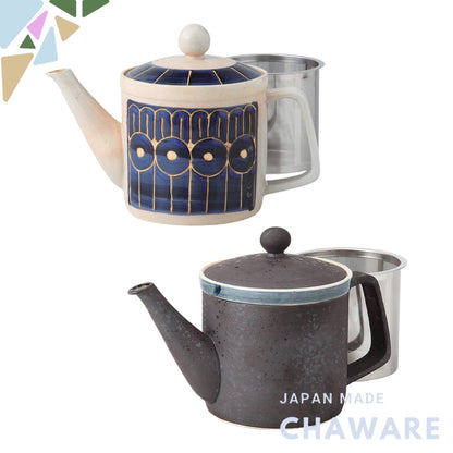 Lightweight Japanese Teapot with Super Stainless Strainer - 350ml Hasami Ware, Night Garden Pattern