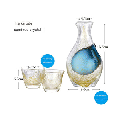 【made in japan】
EASTERN SASAKI GLASS Sake Glass Set with Gold Leaf, Made in Japan, Includes One 300ml Carafe and Three 80ml Glasses, G640-M60.