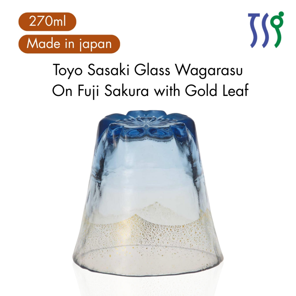 【made in japan】
Toyo Sasaki Glass Wa Glass On Fuji Cherry Blossom Hot Water Soju Glass with Gold Leaf, 270ml, Made in Ja