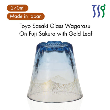 【made in japan】
Toyo Sasaki Glass Wa Glass On Fuji Cherry Blossom Hot Water Soju Glass with Gold Leaf, 270ml, Made in Ja