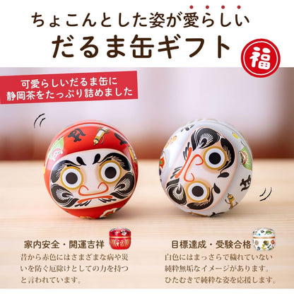 Arahataen Shizuoka Tea Red and White Daruma Can 80g x 2 Boxed Green Tea Tea Gift Suzuko Can Present Covered Tea Brand Tea Tea Leaves Deep Steamed Tea Lucky Charm Daruma Daruma
