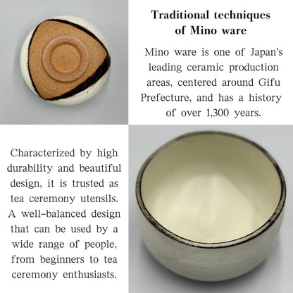 New white powder Asuka matcha bowl Mino ware Made in Japan,matcha chawan,chaware
