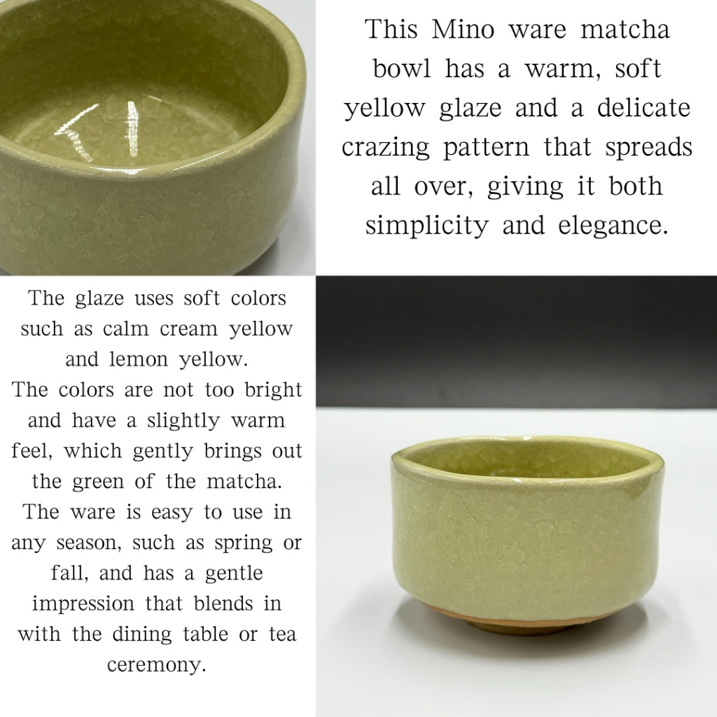 Yellow Crazy Matcha Bowl Mino Ware (Made in Japan)matcha chawan,chaware