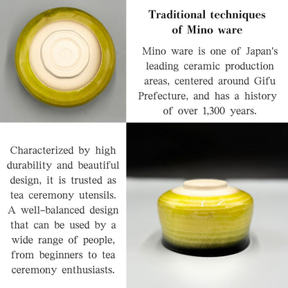 Yellow Crazy Edge Matcha Bowl Mino Ware (Made in Japan)matcha chawan,chaware