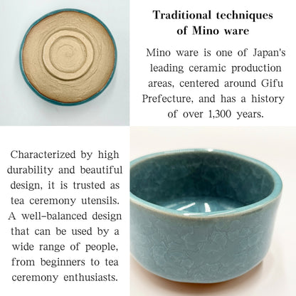 Turkish crackle matcha bowl, Mino ware (made in Japan) chaware matcha chawan