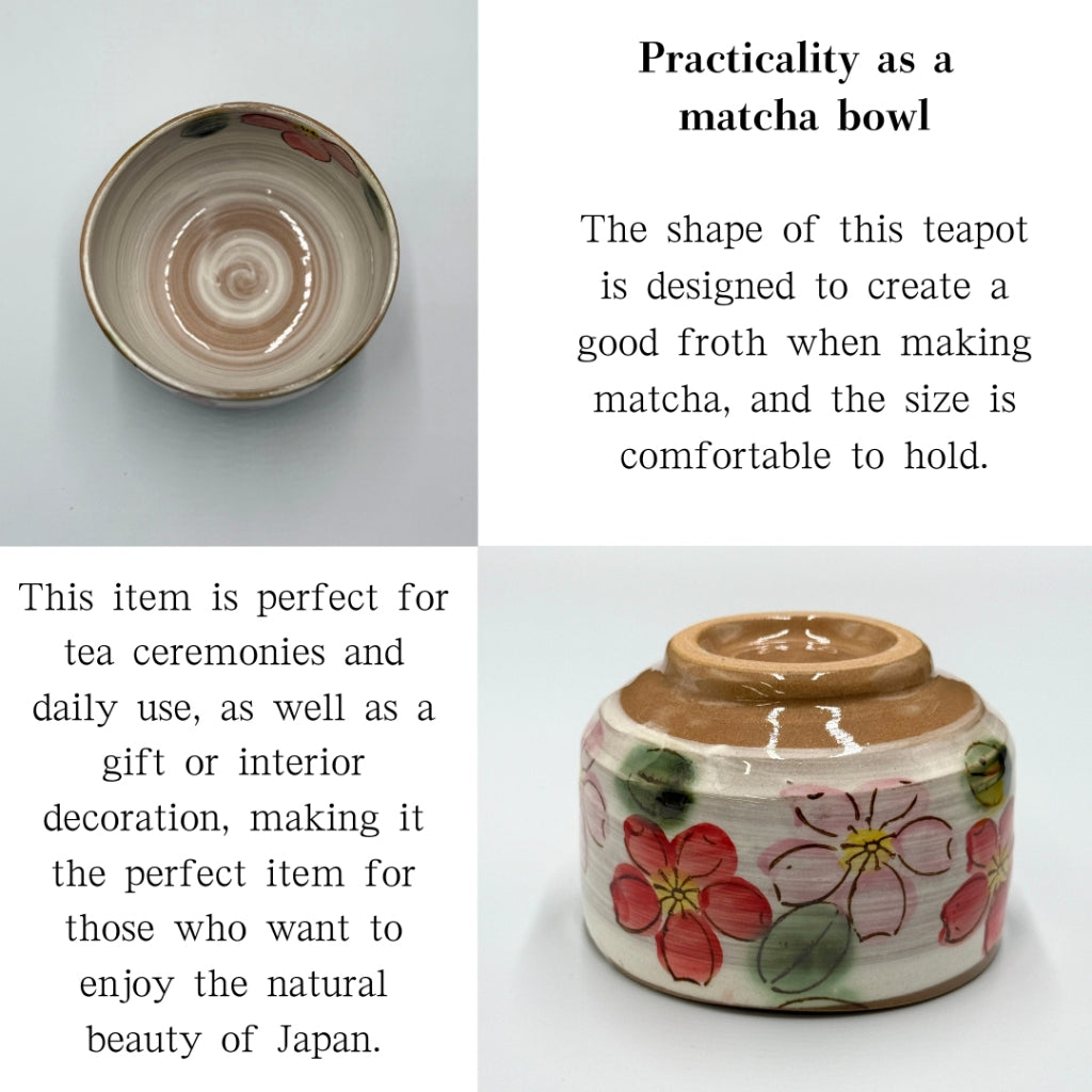 Cherry blossom matcha bowl, Mino ware (made in Japan)