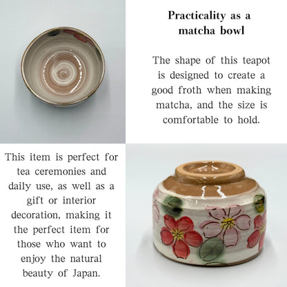 Cherry blossom matcha bowl, Mino ware (made in Japan)