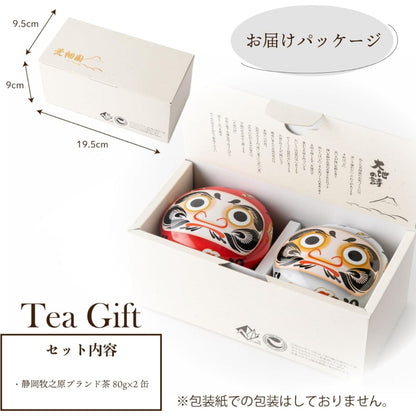 Arahataen Shizuoka Tea Red and White Daruma Can 80g x 2 Boxed Green Tea Tea Gift Suzuko Can Present Covered Tea Brand Tea Tea Leaves Deep Steamed Tea Lucky Charm Daruma Daruma
