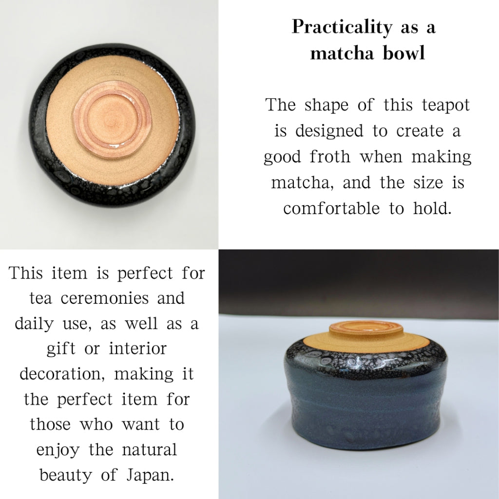 Oil Spot Tenmoku Matcha Bowl, Mino Ware (Made in Japan)