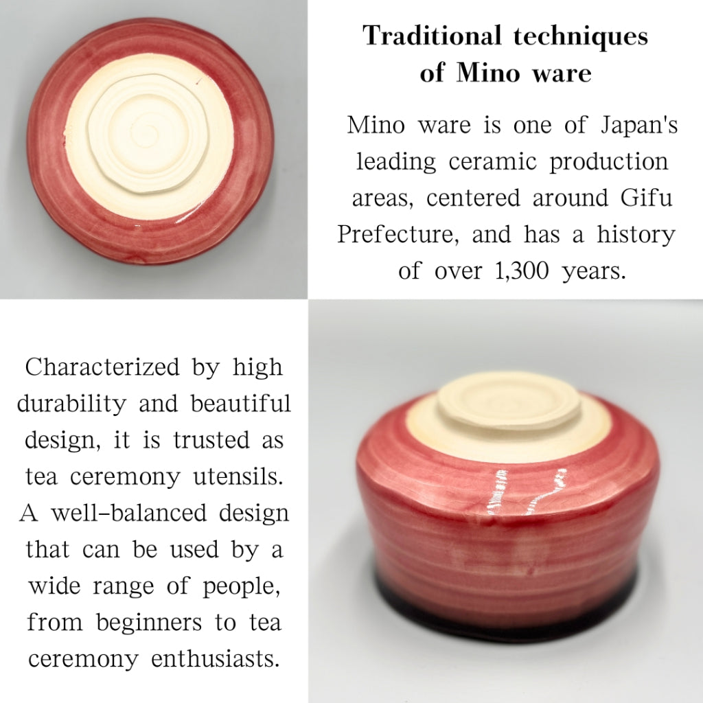 Pink Crazy Matcha Bowl with Rimmed Edge, Mino Ware (Made in Japan)matcha chawan.chawase