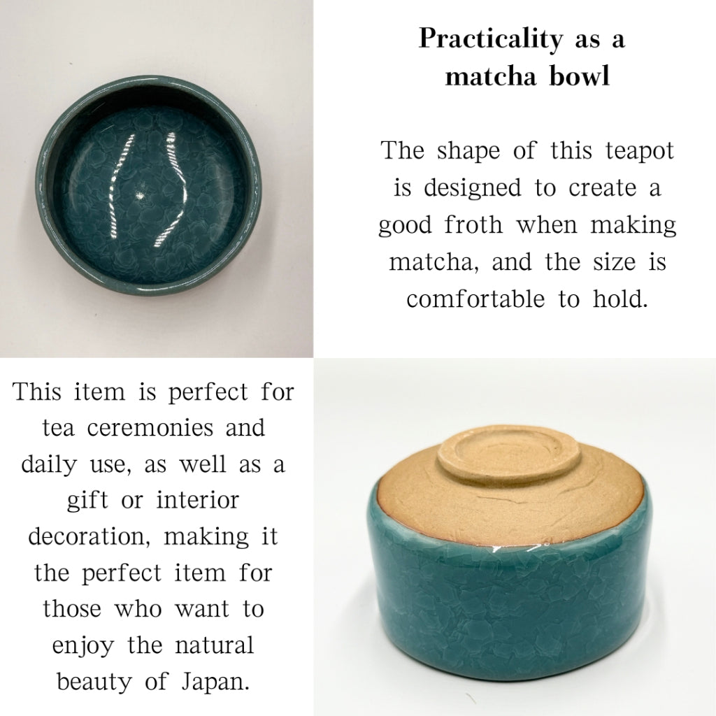 Turkish crackle matcha bowl, Mino ware (made in Japan) chaware matcha chawan