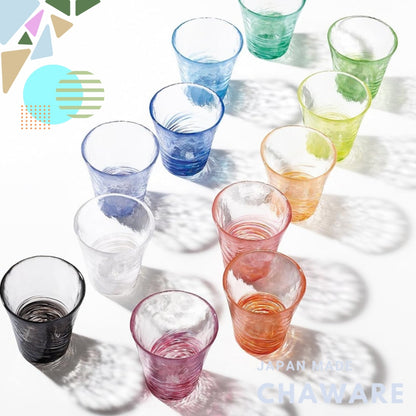 ADERIA Tsugaru Glass Set - 12 Color Options, 260ml, Made in Japan, Gift Boxed, Stylish Glasses for Highball, Beer, Sake,