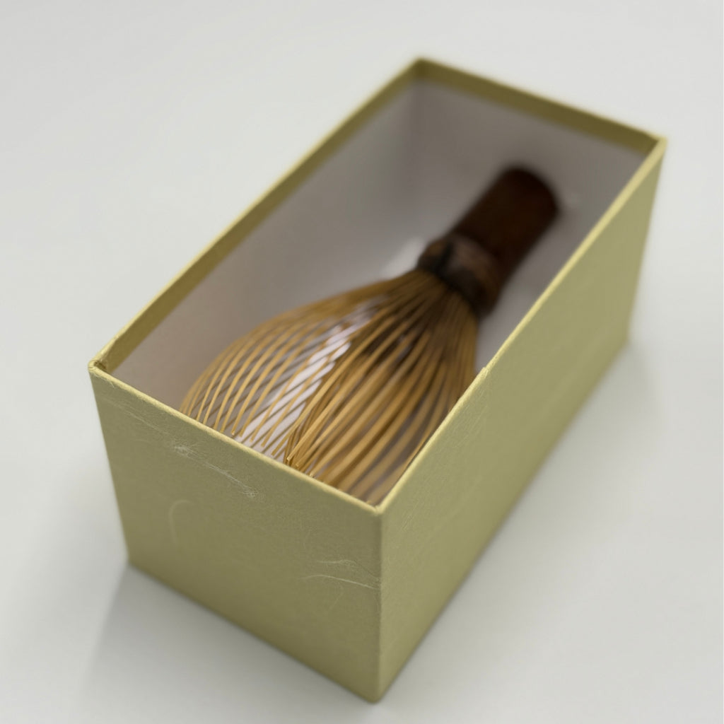 Japanese-made bamboo matcha whisk, black bamboo, Takayama chasen, Chikumeido