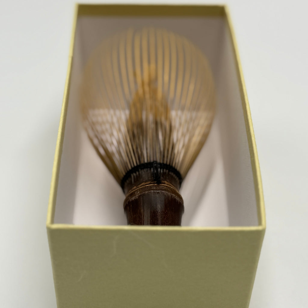 Japanese-made bamboo matcha whisk, black bamboo, Takayama chasen, Chikumeido