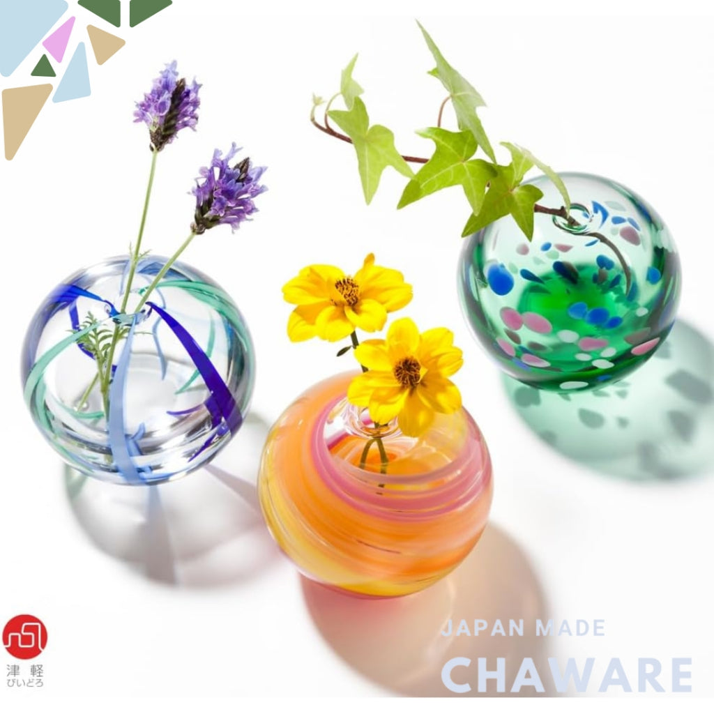 【made in japan】
ADERIA Tsugaru Vidro Single Flower Vase, Colorful Temari, Summer Sky, Made in Japan, Gift Box Included, 