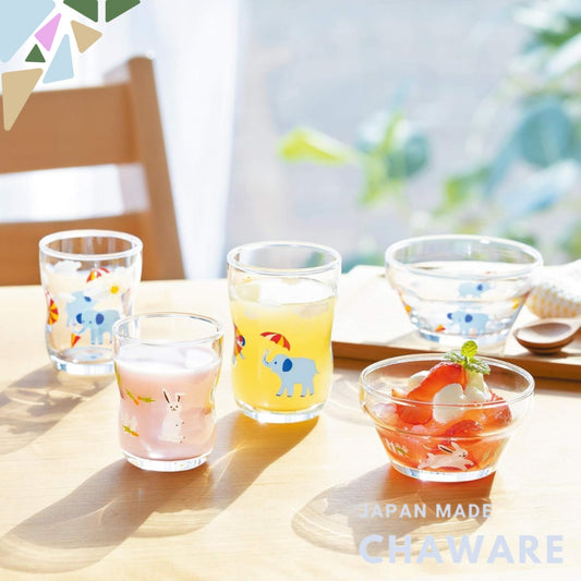"ADERIA Strong Kids Collection: Hide-and-Seek Glass and Bowl Set - Elegant Japanese Design for Gifting and Celebrations"