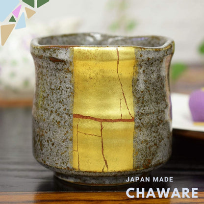 Waza no Kura Stylish Kutani Ware Tea Cup with Gold Leaf Line Ceramic High-Quality Brand Japanese Tableware Made in Japan