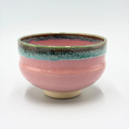 Japanese Kiyomizu-yaki Matcha Bowl Pink Oribe Chawan Handcrafted Ceramic Tea Ceremony