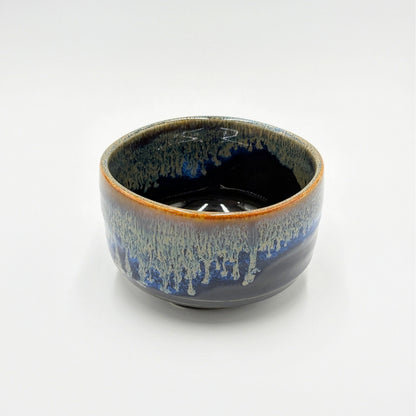 Japanese Tenmoku Blue Drip Matcha Bowl Mino Ware Handcrafted Chawan Tea Ceremony