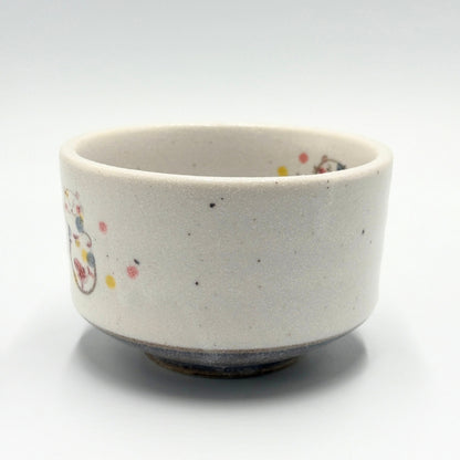 Lucky Cat Matcha Bowl Mino Ware Japanese Ceramic Tea Bowl Maneki Neko Chawan Made in Japan