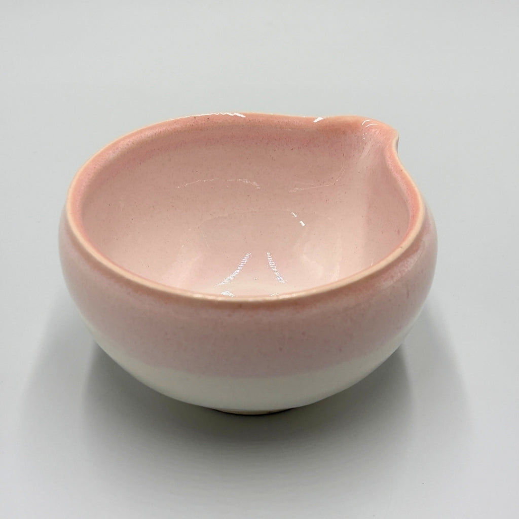 Japanese Ceramic Matcha Bowl Pink Katakuchi Pouring Spout | Handcrafted in Japan