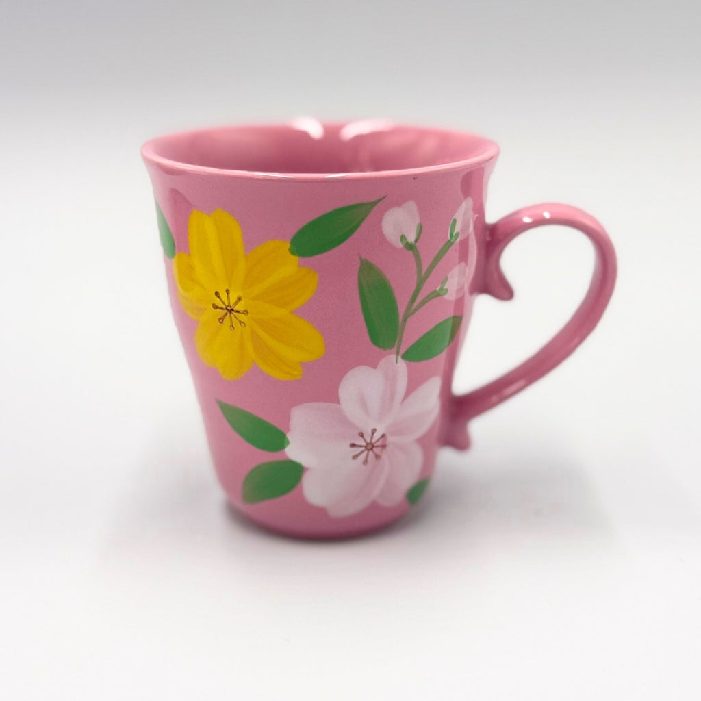 Porcelain Teapot & Mug Set – 2-Tone Pink Floral Design, Elegant White Ceramic Gift Set