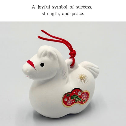 Lucky Zodiac Figurine 2026 – Horse Bell Ornament “Fukuju Umanari” for Good Fortune & Prosperity, Japanese-Style Gift