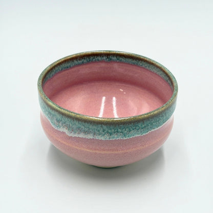Japanese Kiyomizu-yaki Matcha Bowl Pink Oribe Chawan Handcrafted Ceramic Tea Ceremony