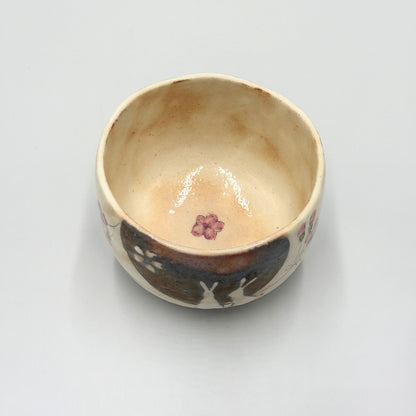 Hasami Ware Matcha Bowl Rabbit Design Red | Japanese Ceramic Tea Cup Handcrafted