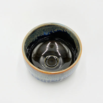 Japanese Tenmoku Blue Drip Matcha Bowl Mino Ware Handcrafted Chawan Tea Ceremony