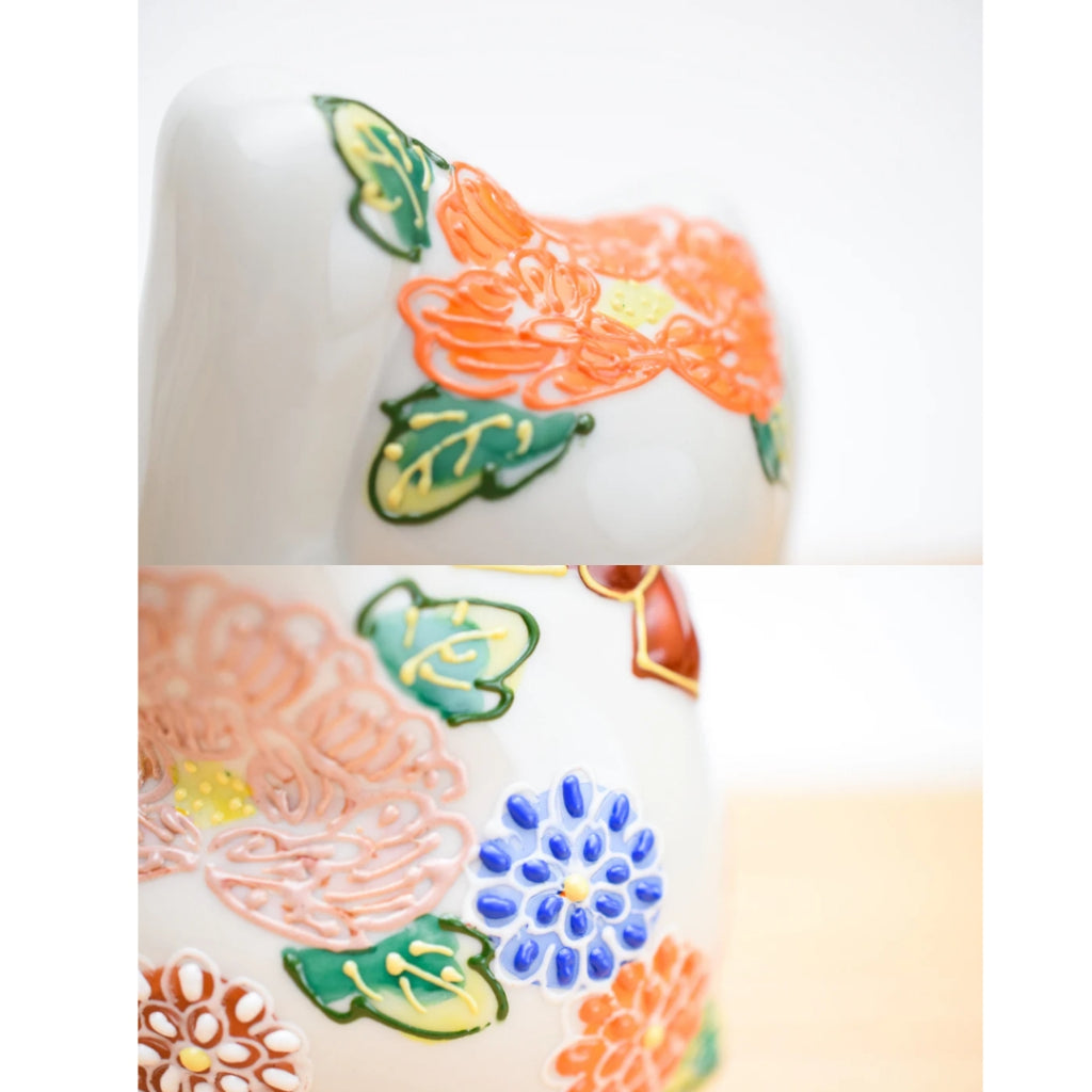 Kutani Ware Maneki Neko Both Hands Raised Lucky Cat 12cm Japanese Traditional Craft Fortune Decor