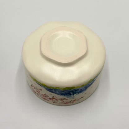 Japanese Matcha Bowl White Sakura Fuji Design Chawan Tea Ceremony  Made in Japan