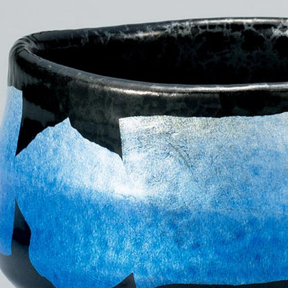 Kutani Ware Matcha Bowl, Silver Glaze, Japanese Ceramic Tea Cup, Made in Japan