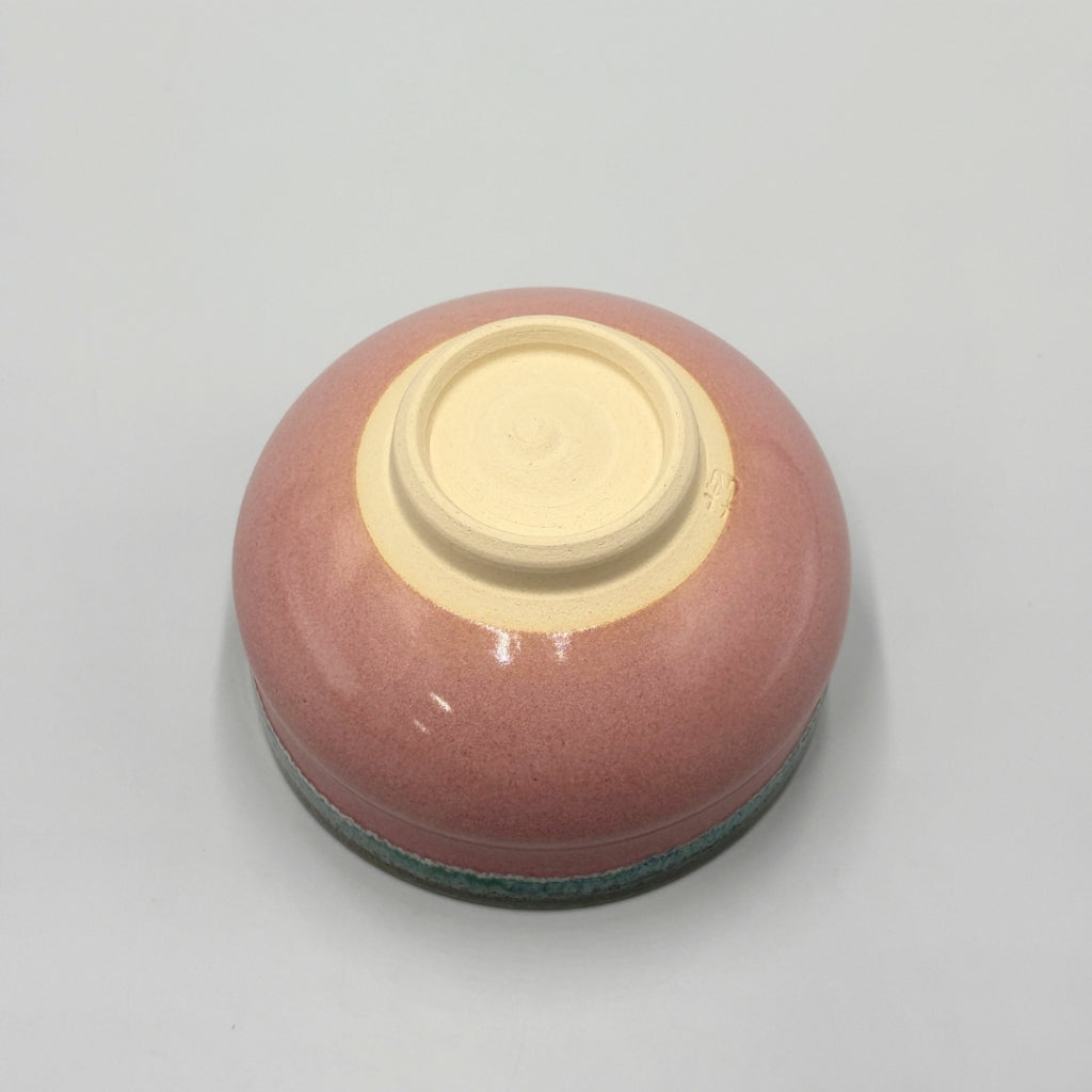 Japanese Kiyomizu-yaki Matcha Bowl Pink Oribe Chawan Handcrafted Ceramic Tea Ceremony