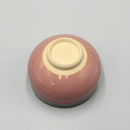 Japanese Kiyomizu-yaki Matcha Bowl Pink Oribe Chawan Handcrafted Ceramic Tea Ceremony