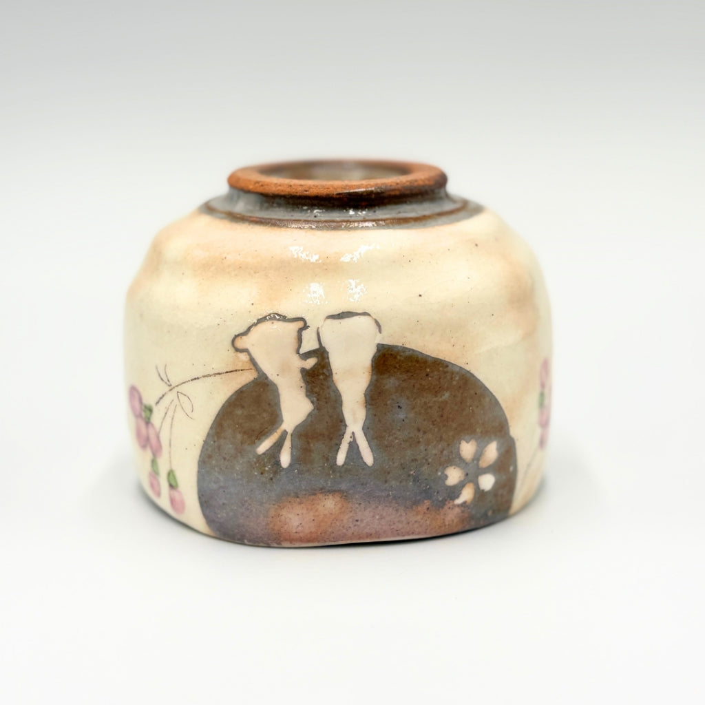 Hasami Ware Matcha Bowl Rabbit Design Red | Japanese Ceramic Tea Cup Handcrafted