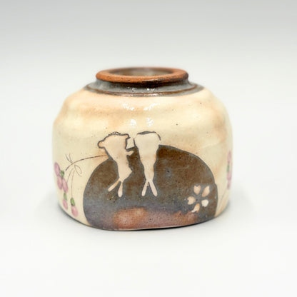Hasami Ware Matcha Bowl Rabbit Design Red | Japanese Ceramic Tea Cup Handcrafted