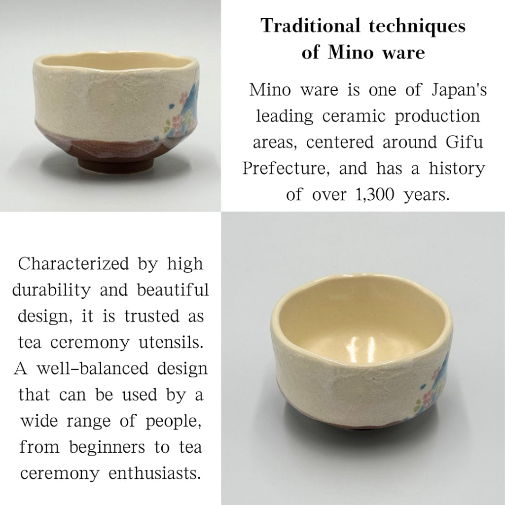 Mini Matcha Bowl Mount Fuji Design – Japanese Chawan Tea Cup, Mino Ware, Handcrafted, Made in Japan