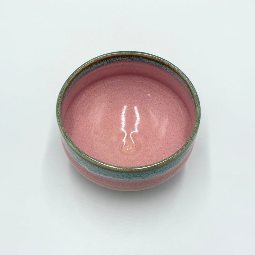 Japanese Kiyomizu-yaki Matcha Bowl Pink Oribe Chawan Handcrafted Ceramic Tea Ceremony